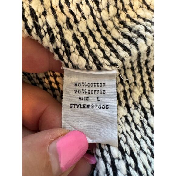 VTG 80s Karen Hart Womens Sz L Pullover Sweater Cotton Bleen V-Neck Chunky Retro - Picture 8 of 9